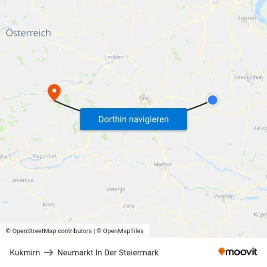 Kukmirn to Neumarkt In Der Steiermark map