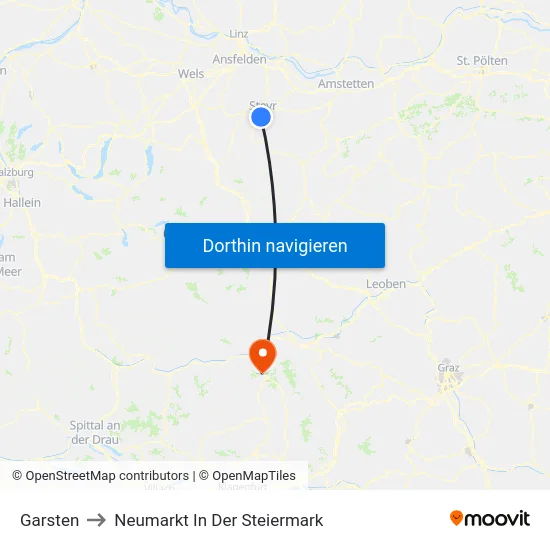 Garsten to Neumarkt In Der Steiermark map