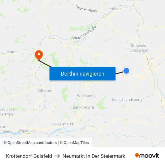 Krottendorf-Gaisfeld to Neumarkt In Der Steiermark map