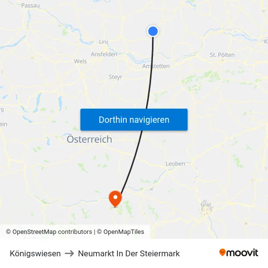 Königswiesen to Neumarkt In Der Steiermark map