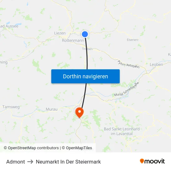 Admont to Neumarkt In Der Steiermark map