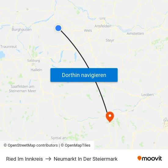 Ried Im Innkreis to Neumarkt In Der Steiermark map
