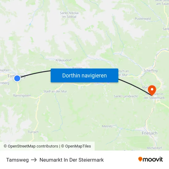 Tamsweg to Neumarkt In Der Steiermark map