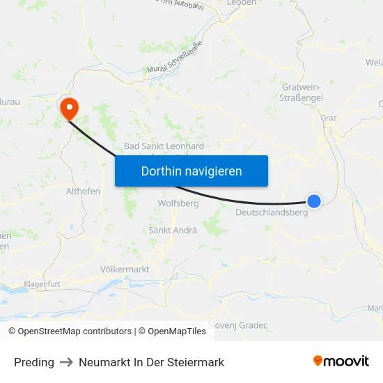 Preding to Neumarkt In Der Steiermark map