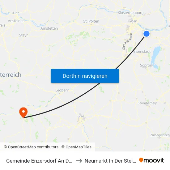 Gemeinde Enzersdorf An Der Fischa to Neumarkt In Der Steiermark map