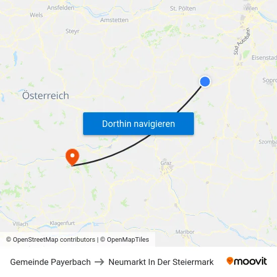 Gemeinde Payerbach to Neumarkt In Der Steiermark map