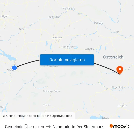 Gemeinde Übersaxen to Neumarkt In Der Steiermark map