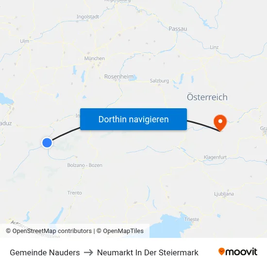 Gemeinde Nauders to Neumarkt In Der Steiermark map