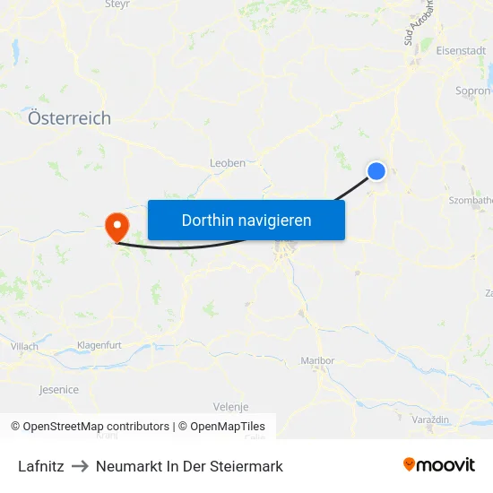 Lafnitz to Neumarkt In Der Steiermark map