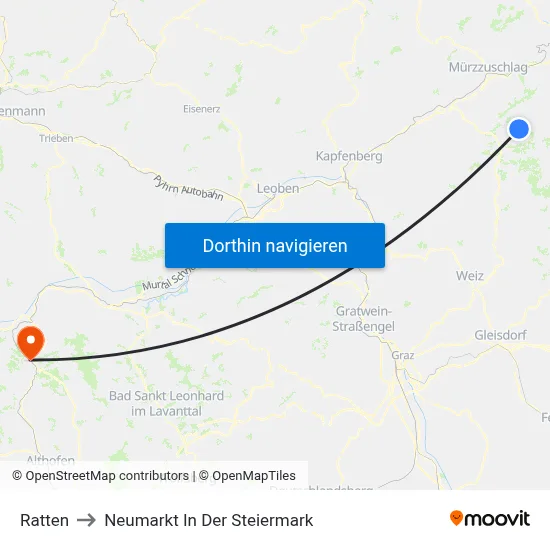 Ratten to Neumarkt In Der Steiermark map