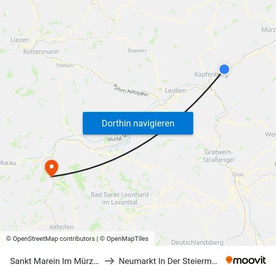 Sankt Marein Im Mürztal to Neumarkt In Der Steiermark map