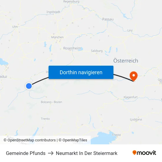 Gemeinde Pfunds to Neumarkt In Der Steiermark map