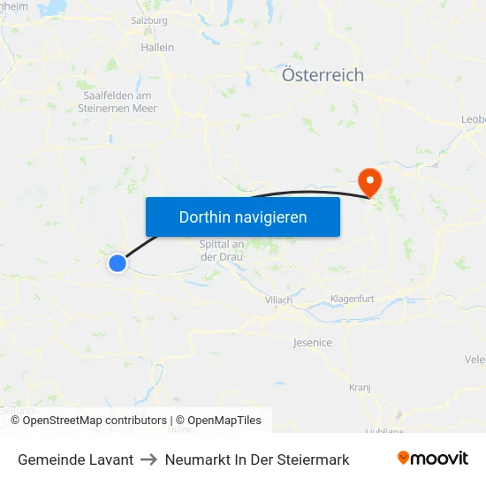 Gemeinde Lavant to Neumarkt In Der Steiermark map