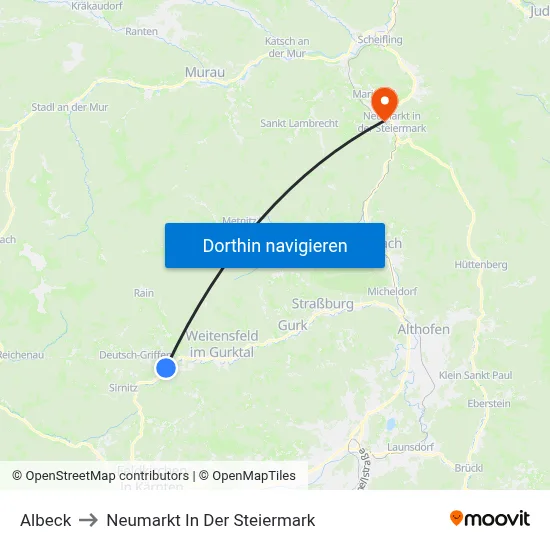 Albeck to Neumarkt In Der Steiermark map