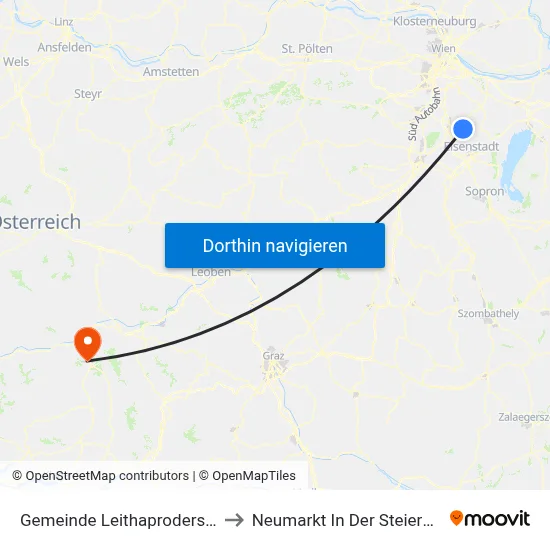 Gemeinde Leithaprodersdorf to Neumarkt In Der Steiermark map