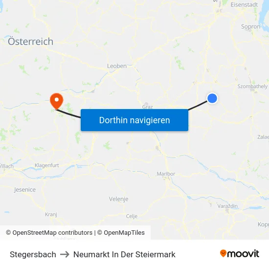 Stegersbach to Neumarkt In Der Steiermark map