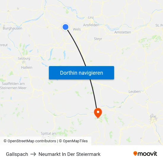 Gallspach to Neumarkt In Der Steiermark map