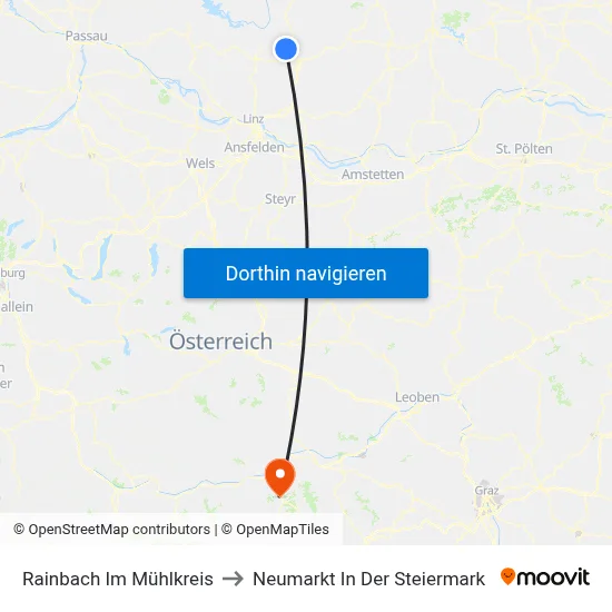 Rainbach Im Mühlkreis to Neumarkt In Der Steiermark map
