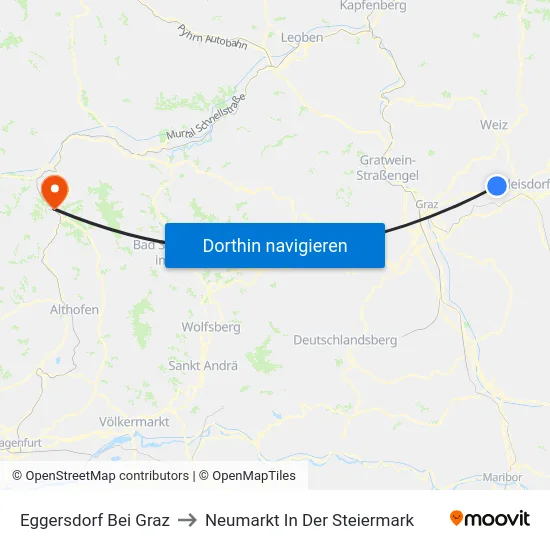 Eggersdorf Bei Graz to Neumarkt In Der Steiermark map