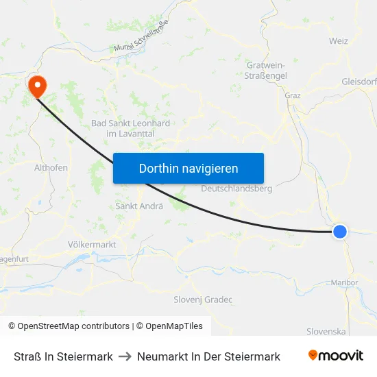 Straß In Steiermark to Neumarkt In Der Steiermark map