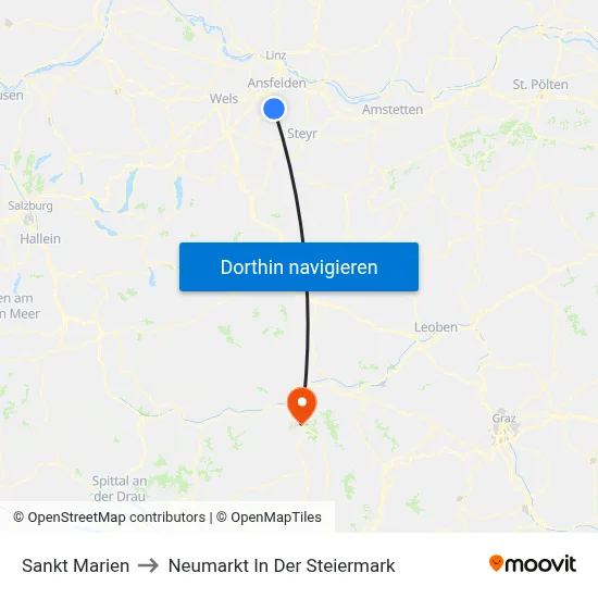 Sankt Marien to Neumarkt In Der Steiermark map