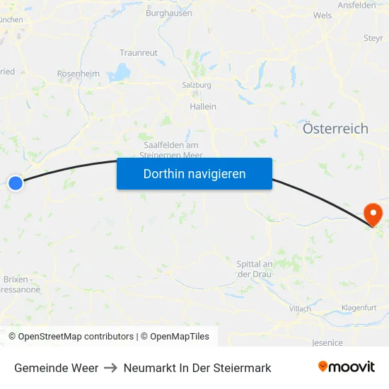 Gemeinde Weer to Neumarkt In Der Steiermark map