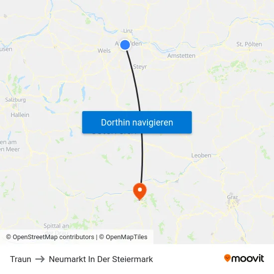 Traun to Neumarkt In Der Steiermark map