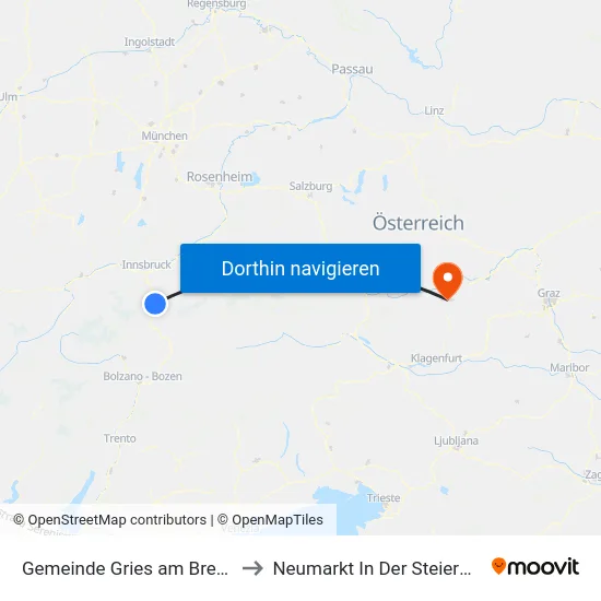 Gemeinde Gries am Brenner to Neumarkt In Der Steiermark map