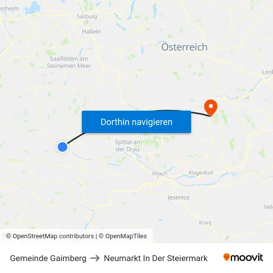 Gemeinde Gaimberg to Neumarkt In Der Steiermark map