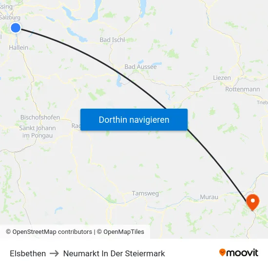Elsbethen to Neumarkt In Der Steiermark map