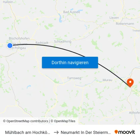 Mühlbach am Hochkönig to Neumarkt In Der Steiermark map