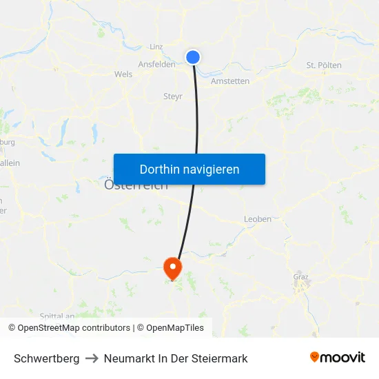 Schwertberg to Neumarkt In Der Steiermark map