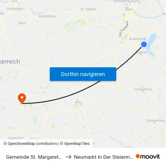 Gemeinde St. Margarethen to Neumarkt In Der Steiermark map