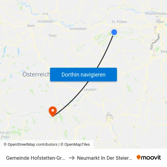 Gemeinde Hofstetten-Grünau to Neumarkt In Der Steiermark map