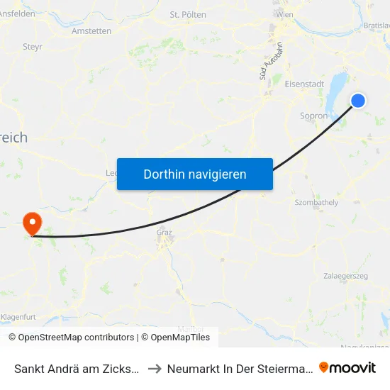 Sankt Andrä am Zicksee to Neumarkt In Der Steiermark map