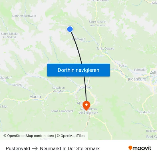 Pusterwald to Neumarkt In Der Steiermark map