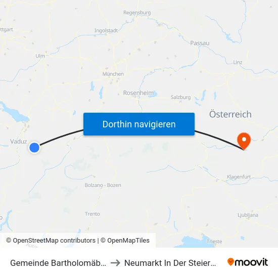 Gemeinde Bartholomäberg to Neumarkt In Der Steiermark map
