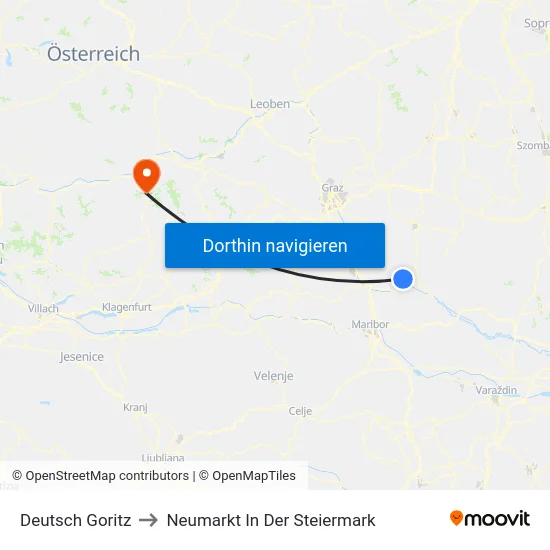 Deutsch Goritz to Neumarkt In Der Steiermark map