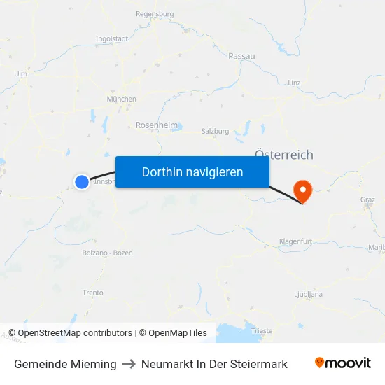Gemeinde Mieming to Neumarkt In Der Steiermark map