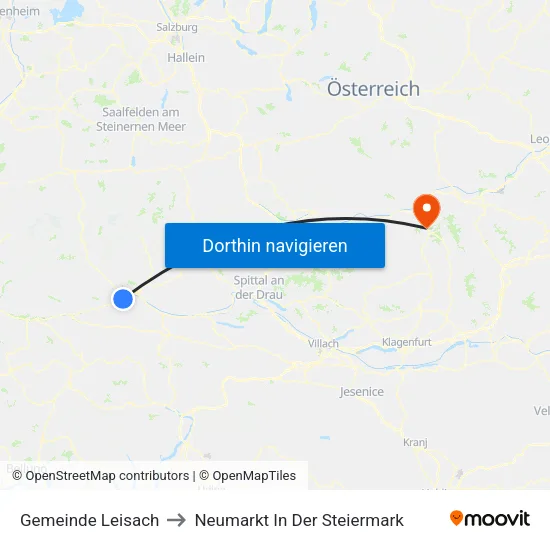 Gemeinde Leisach to Neumarkt In Der Steiermark map