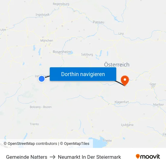 Gemeinde Natters to Neumarkt In Der Steiermark map