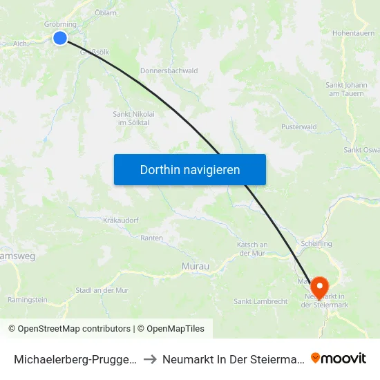 Michaelerberg-Pruggern to Neumarkt In Der Steiermark map