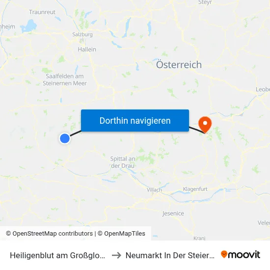 Heiligenblut am Großglockner to Neumarkt In Der Steiermark map