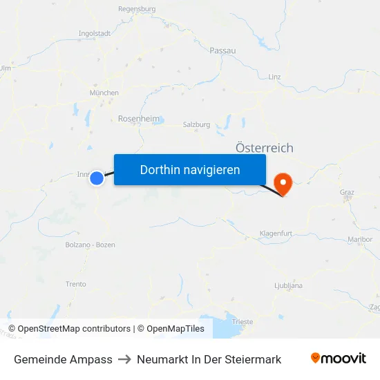 Gemeinde Ampass to Neumarkt In Der Steiermark map