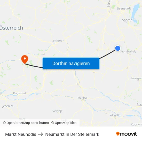 Markt Neuhodis to Neumarkt In Der Steiermark map
