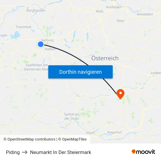 Piding to Neumarkt In Der Steiermark map