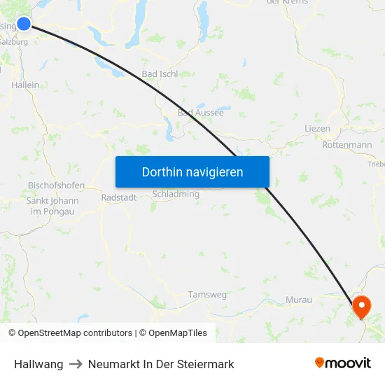 Hallwang to Neumarkt In Der Steiermark map