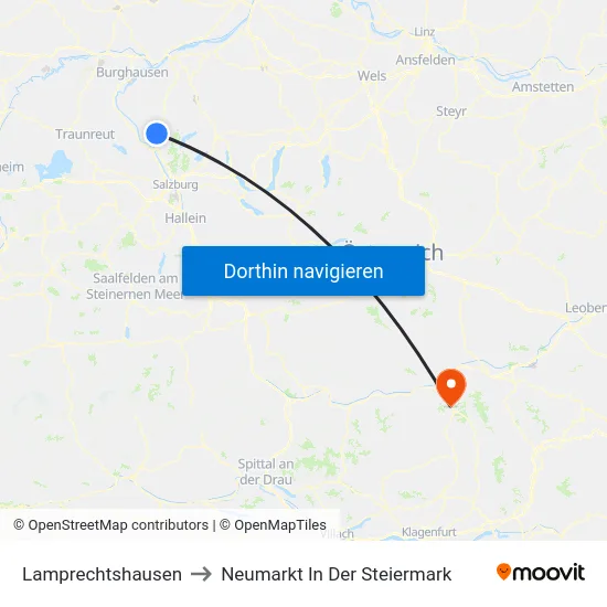 Lamprechtshausen to Neumarkt In Der Steiermark map