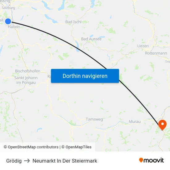 Grödig to Neumarkt In Der Steiermark map