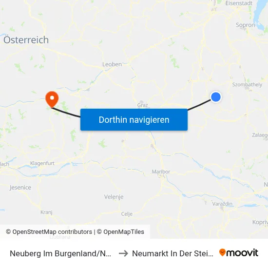 Neuberg Im Burgenland/Nova Gora to Neumarkt In Der Steiermark map
